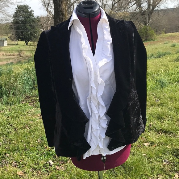 Prince Ruffle Front Velvet Jacket - Picture 4 of 6